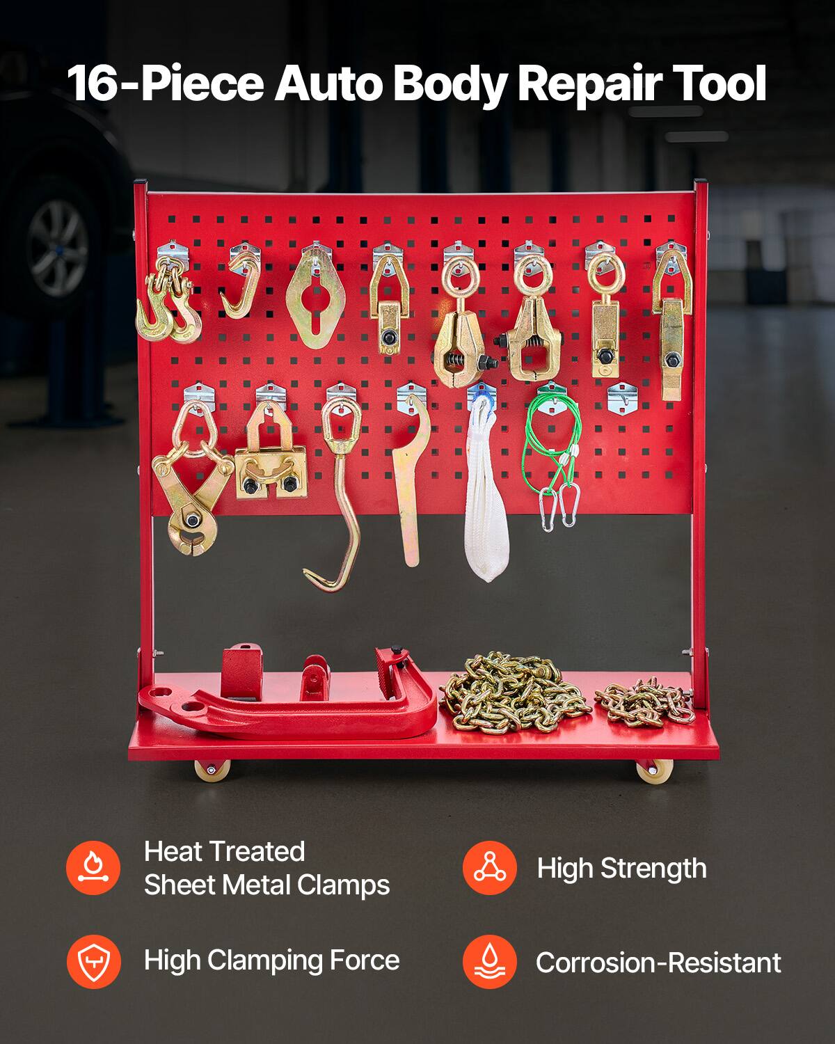16-Piece Auto Body Repair Tool

- Heat Treated Sheet Metal Clamps
- High Clamping Force
- High Strength
- Corrosion-Resistant
