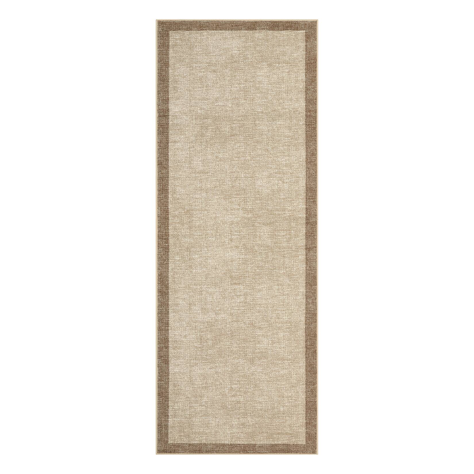 Front. GAOMON - Modern Bordered Area Rug Non Slip Foldable Vacuum Clean Ultra Thin Stain Resistant Carpet for Dining Room Bedroom - Camel.