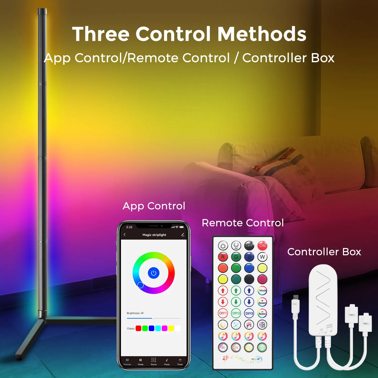 Three Control Methods App Control/Remote Control/Controller Box