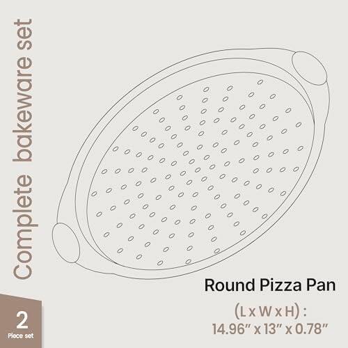 Complete bakeware set, 2 Piece set, Round Pizza Pan, (L X W X H) : 14.96" X 13" X 0.78"