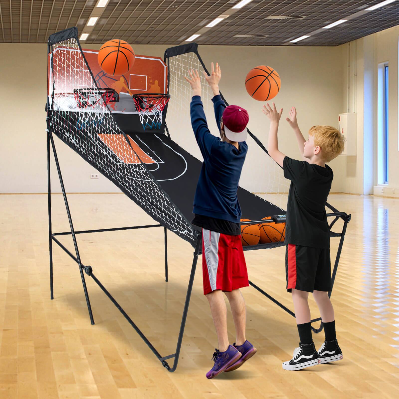 Alt View 1. Costway - Costway Foldable Basketball Arcade Game with 8 Modes & Electronic Scoring & Sound Effect - Black,Orange.