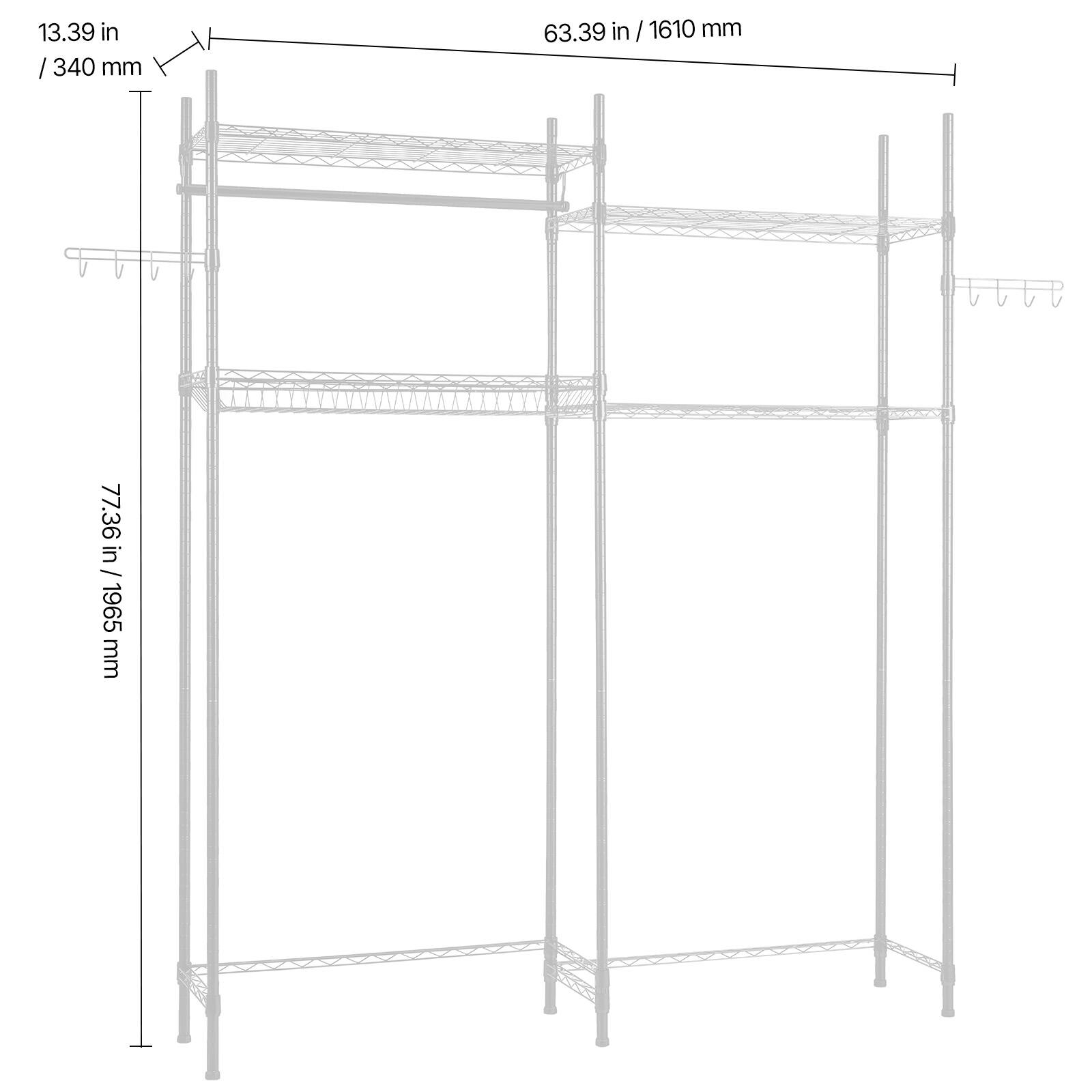 13.39 in / 340 mm  
63.39 in / 1610 mm  
77.36 in / 1965 mm
