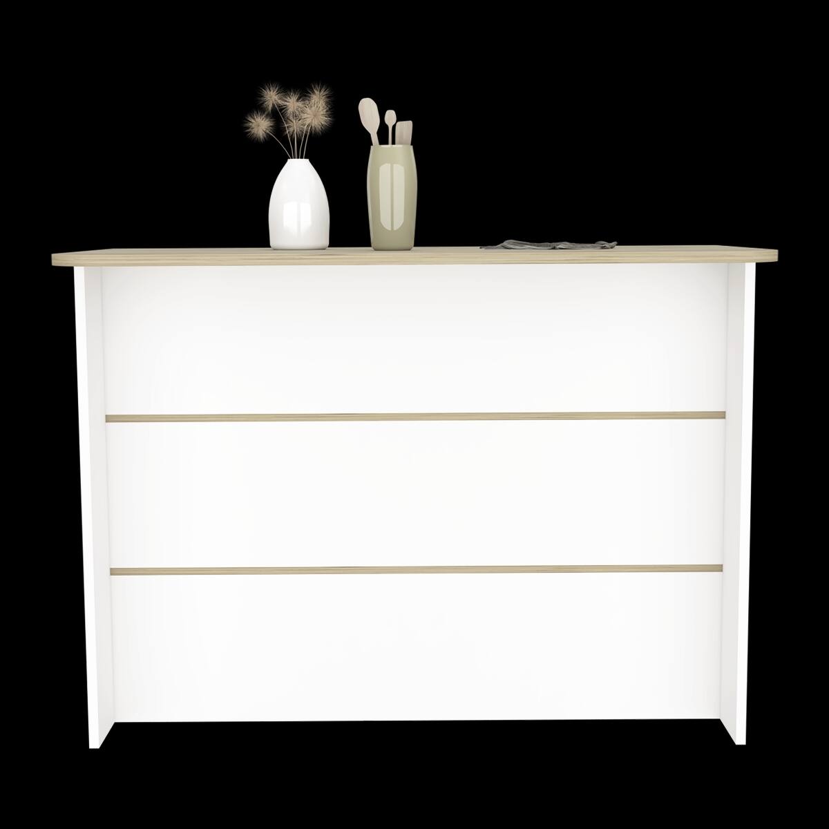 Alt View 1. Loheer - Loheer White Kitchen Island with Light Pine Finish and Storage - White.