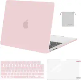 mosiso - Case for 13-inch MacBook Air M5 A3449 M4 A3240 M3 A3113 M2 A2681 with Keyboard Cover Screen Protector and Pouch - Baby Pink