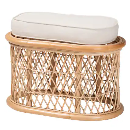 Front. bali & pari - Ladonna Bohemian Natural Rattan Ottoman Footstool - Natural.