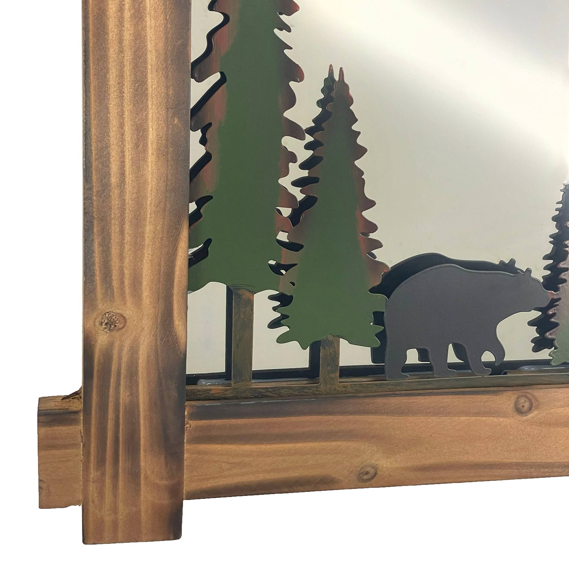 Alt View 2. Zeckos - 26-Inch High Black Bears Wood and Metal Wall Mirror Cabin Home Bedroom Decor - Brown.