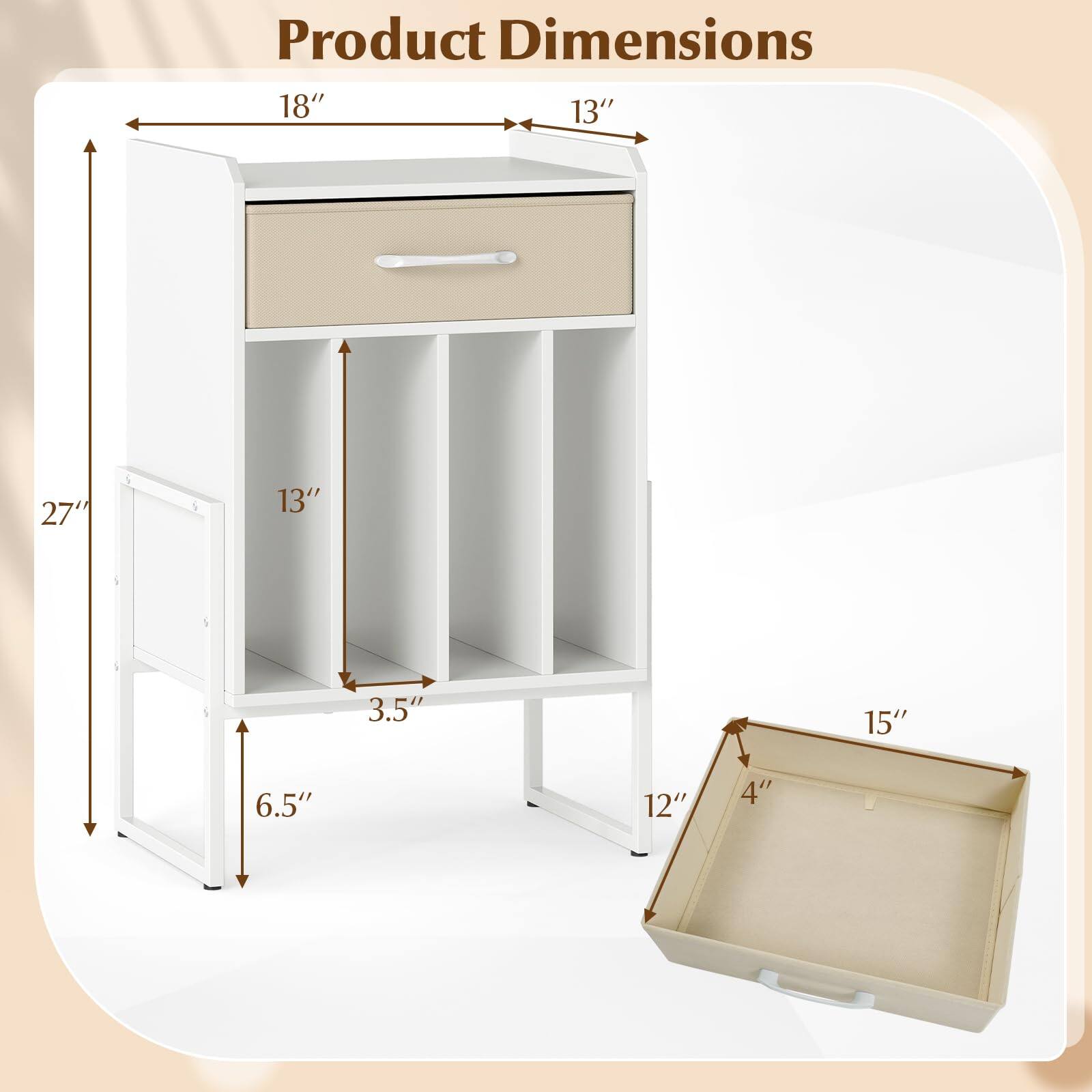 Product Dimensions: 18" x 13" x 27" x 13" x 3.5" x 15" x 6.5" x 12" x 4"