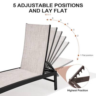 5 Adjustable Positions and Lay Flat

6 5 4 3 2 1

Flat Position

Highest Position