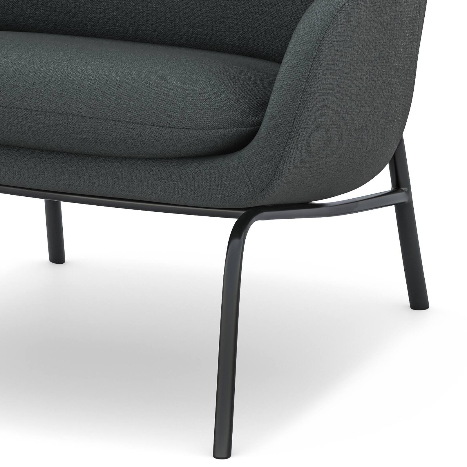 Alt View 4. Simpli Home - Elmont 30 inch Wide Mid Century Modern Accent Chair in Steel Grey Linen fabric - Steel Grey.
