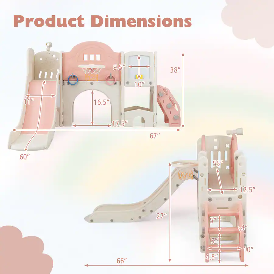 Costway 10 in 1 Toddler Slide Set with Magnetic Whiteboard, Telescope ...