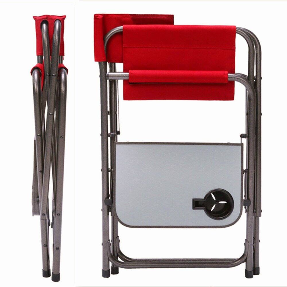 Alt View 1. JETRANSPORT - Portable Compact Steel Frame Director's Side Table Lightweight Oversized Chair For Outdoor Camp Fishing - Blue/Grey 225 LBS.