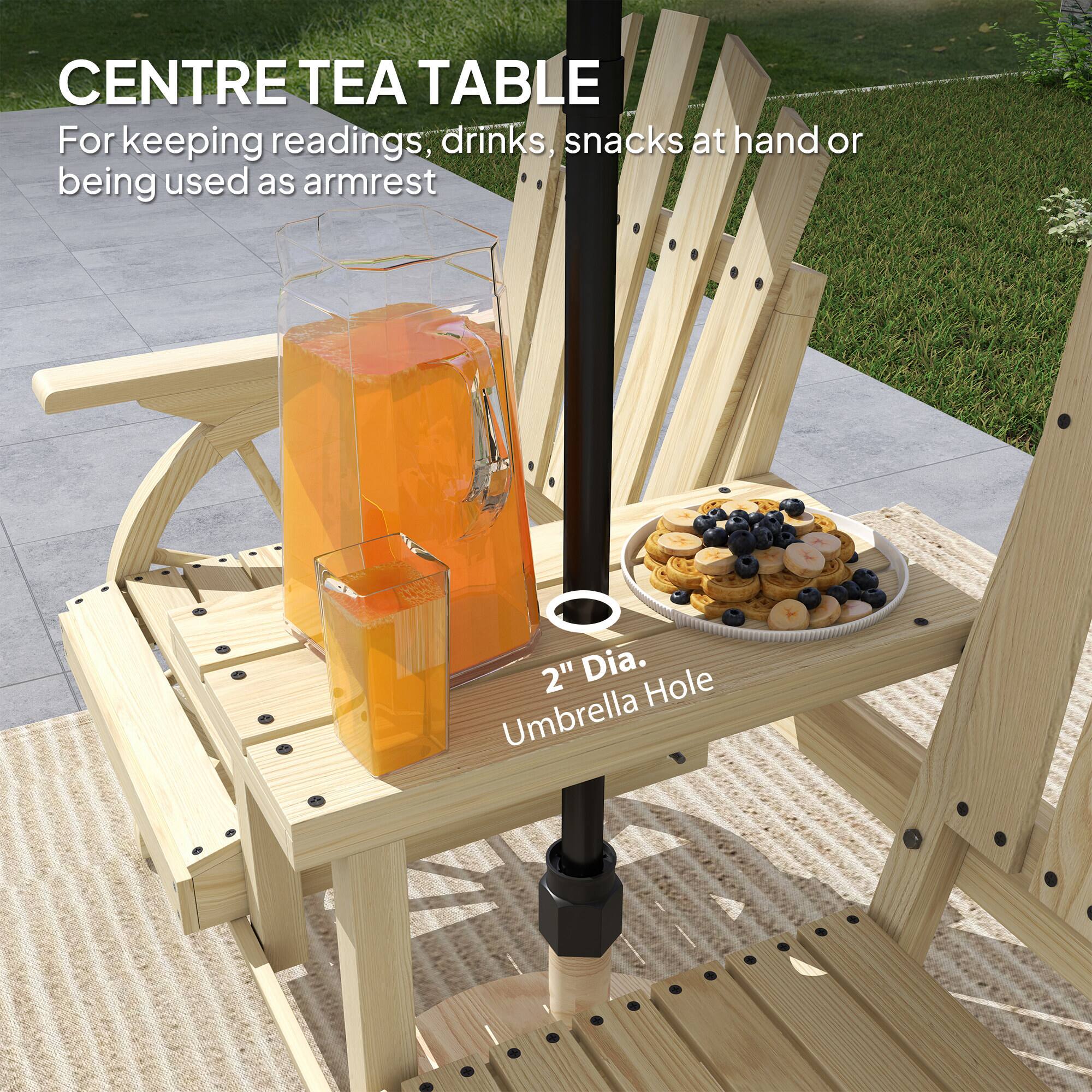 CENTRE TEA TABLE For keeping readings, drinks, snacks at hand or being used as armrest 2" Dia. Umbrella Hole