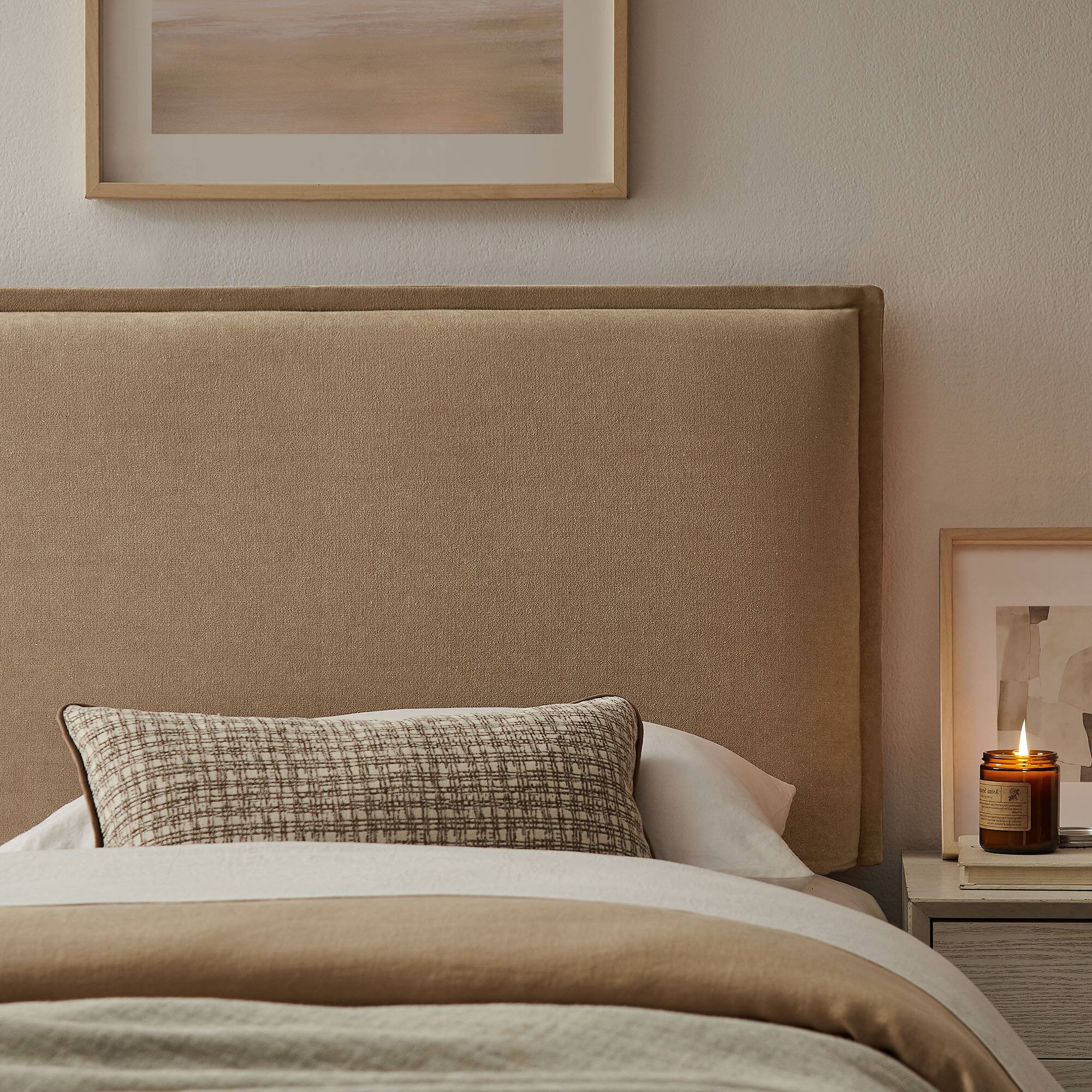 Alt View 1. Modway - Camille Upholstered Linen Blend Headboard by Modway - Almond.