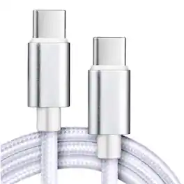 Kitcheniva - Premium USB-C to USB-C Fast Charging Data Sync Charger Cable Cord 6Ft - White