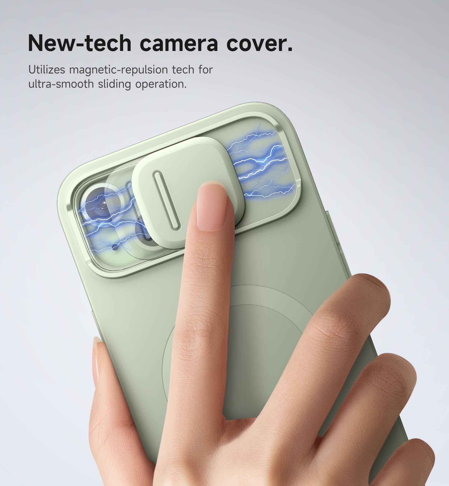 New-tech camera cover.  
Utilizes magnetic-repulsion tech for ultra-smooth sliding operation.