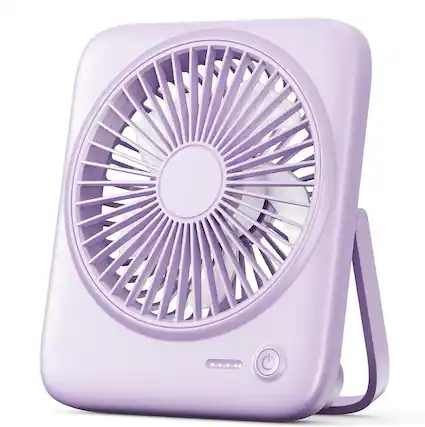 Front. FINEAK - 4000mAh 6.5 Inch Quiet Desk Fan - 4-Speed Rechargeable Purple.