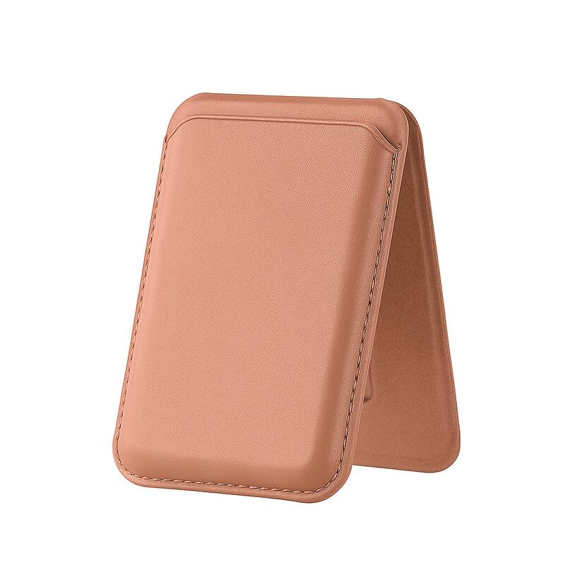 Entronix - Leather Magnetic Wallet Attachment for MagSafe & Magnetic Phone Cases – Slim Card Holder Phone Accessory - Rose Gold
