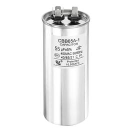 Unique Bargains - 1pc CBB65 Capacitor 55uF 450V Run Round for AC Motor Start HVAC Compressor Generator Air Condenser - Silver