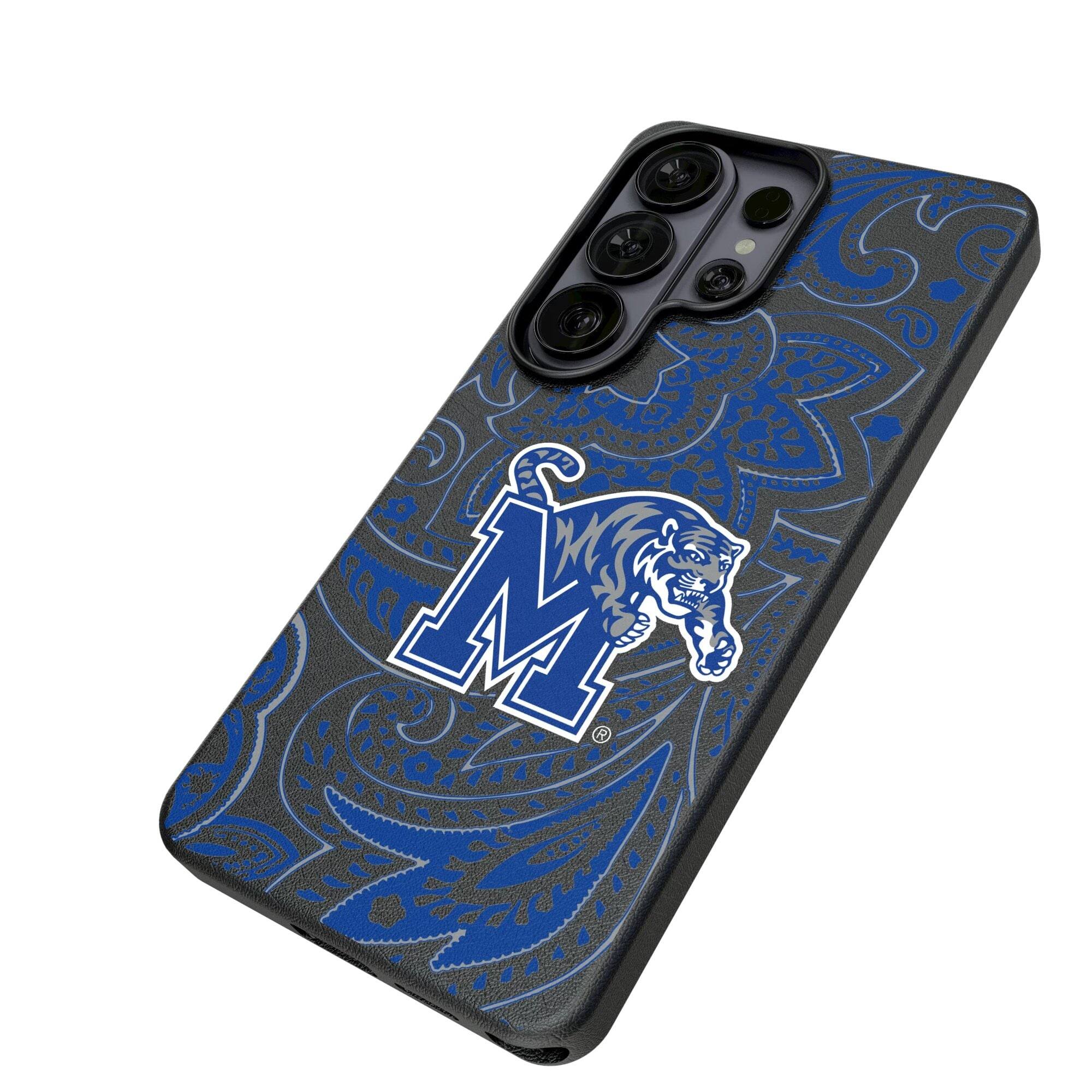Alt View 1. Keyscaper - Memphis Tigers Paisley Galaxy Magnetic Bump Case - S25 - Black.