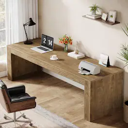 Tribesigns - 79" Extra Long Desk, Two Person Double Desk for Home Office, Oak - Wood Color