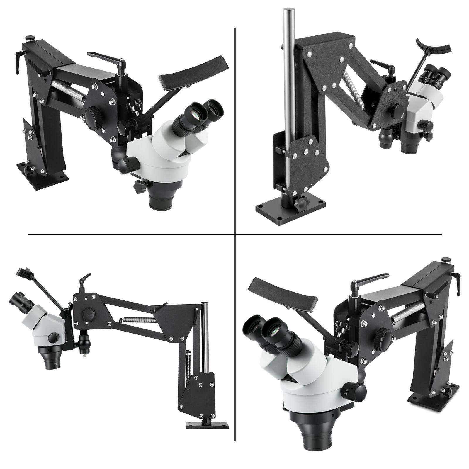 Left. VEVOR - Micro Inlaid Mirror Multi-Directional Microscope with Spring Bracket Multi-Directional Micro-Setting Microscope - Black.