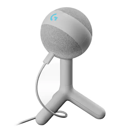 Front. Logitech - Yeti Orb Wired Cardioid Condenser Gaming Microphone with LIGHTSYNC RGB Lights - White.