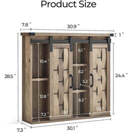 Caffoz - 31" Farmhouse Wall-Mounted Medicine Cabinet with Sliding Barn Door - Light Brown
