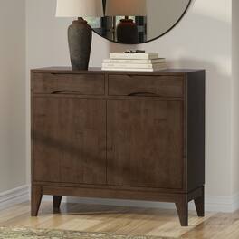Simpli Home - Harper SOLID HARDWOOD 40 inch Wide Mid Century Modern Entryway Storage Cabinet - Walnut Brown