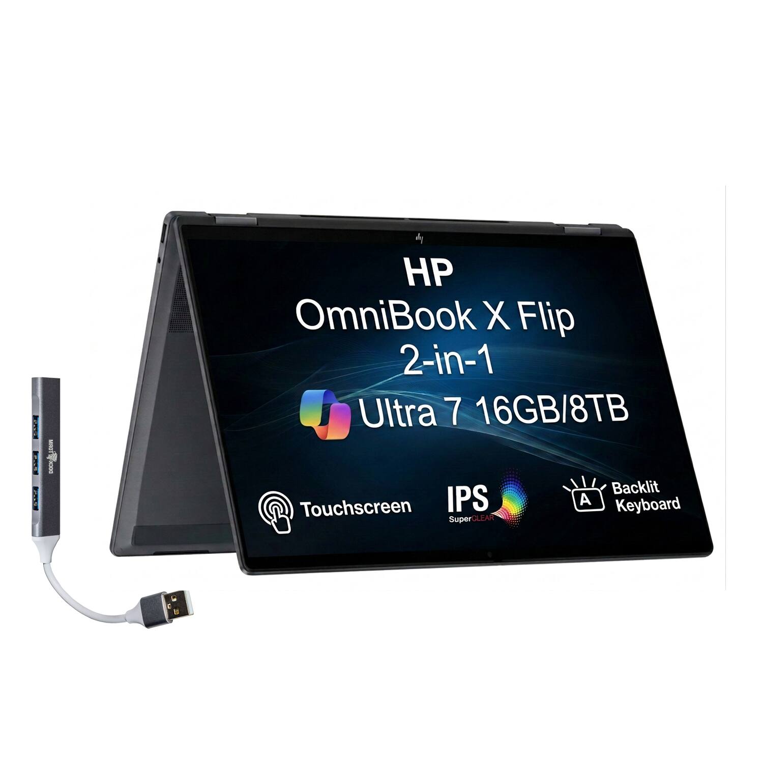 HP OmniBook X Flip 2-in-1 Ultra 7 16GB/8TB Backlit Touchscreen IPS A Keyboard