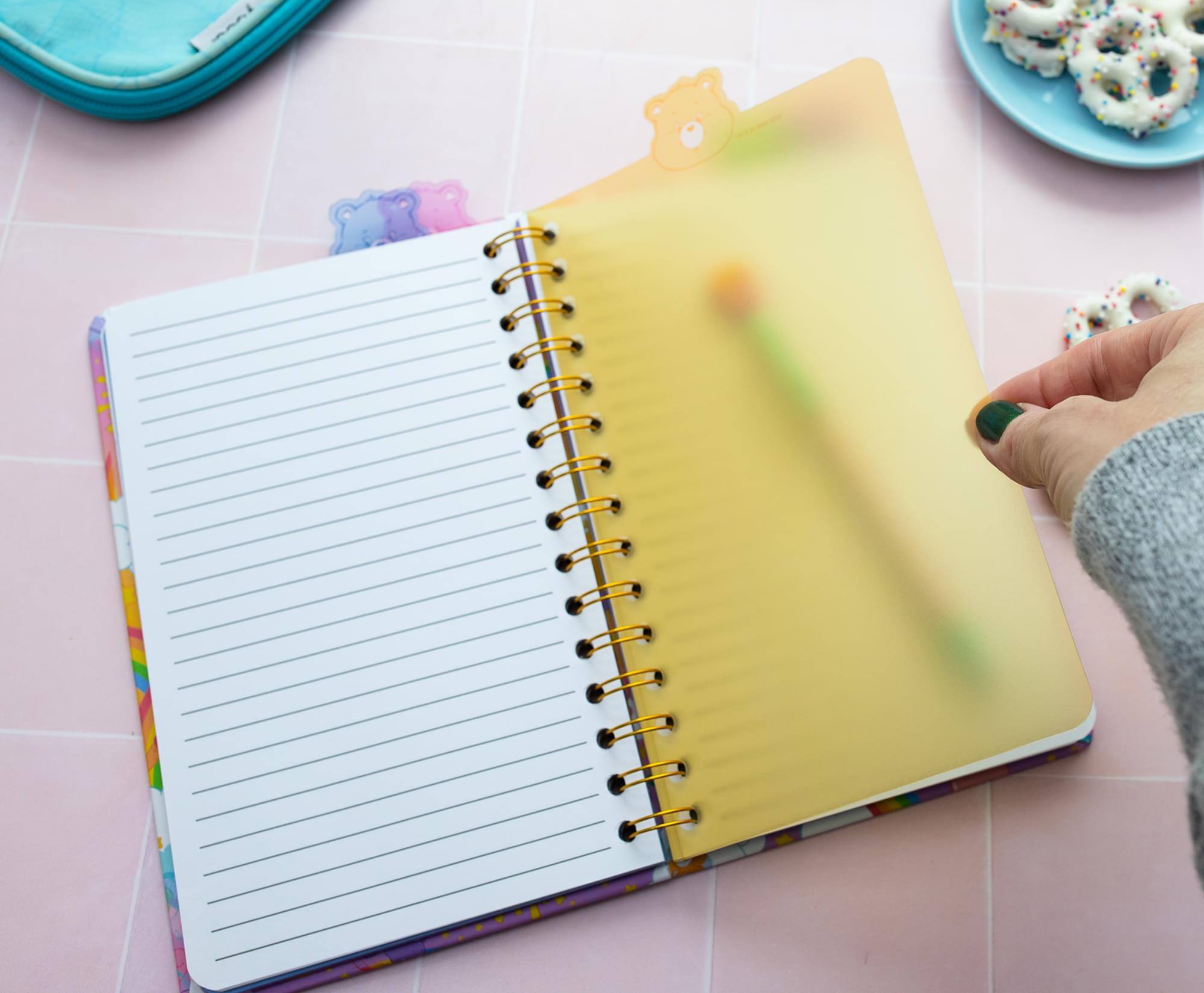 Alt View 3. Silver Buffalo - Care Bears Rainbows 5-Tab Spiral Notebook With 75 Sheets - Pink.