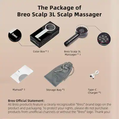 Breo Electric Scalp Massager Waterproof Hair Growth Massager Low Level Laser Therapy for Stress Relief one_size in Black | USLOW-N910900100 Breo Electric Scalp Massager Waterproof Hair Growth Massager Low Level Laser Therapy for Stress Relief one_size in Black | USLOW-N910900100