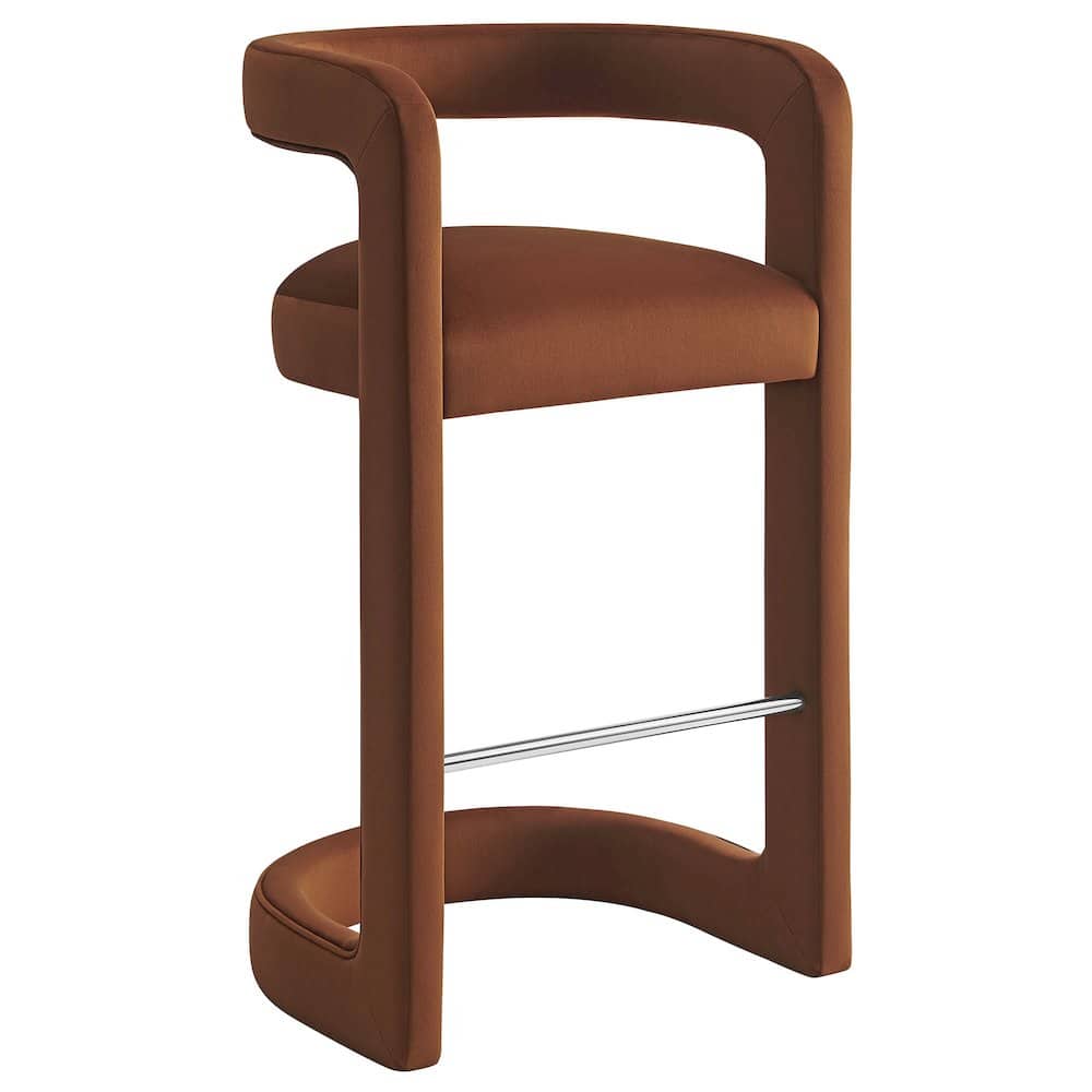Modway - Winslow Performance Velvet Bar Stool - Brown