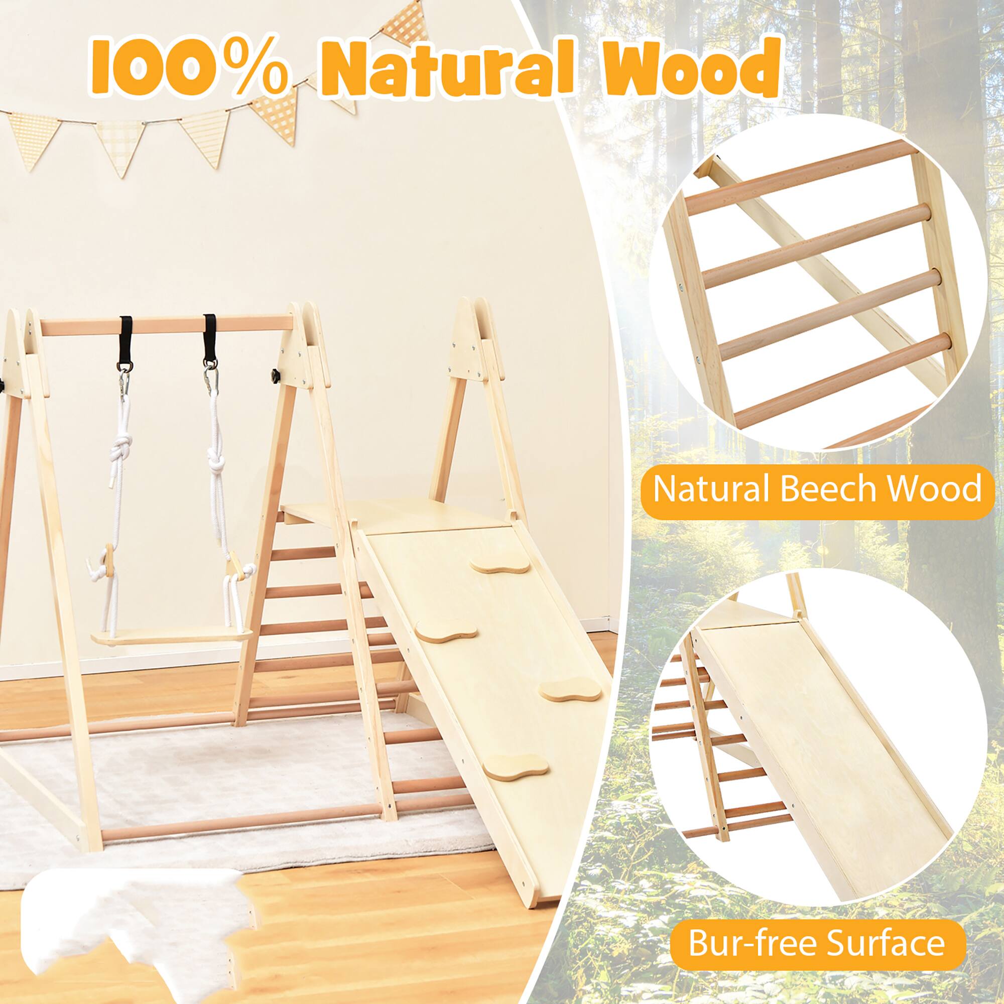 100% Natural Wood  
Natural Beech Wood  
Bur-free Surface