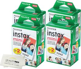 INSTAX Mini Instant Film (White) for Fujifilm Mini 8,9,11,12 Cameras w/Microfiber Cloth by Quality (80 Prints)