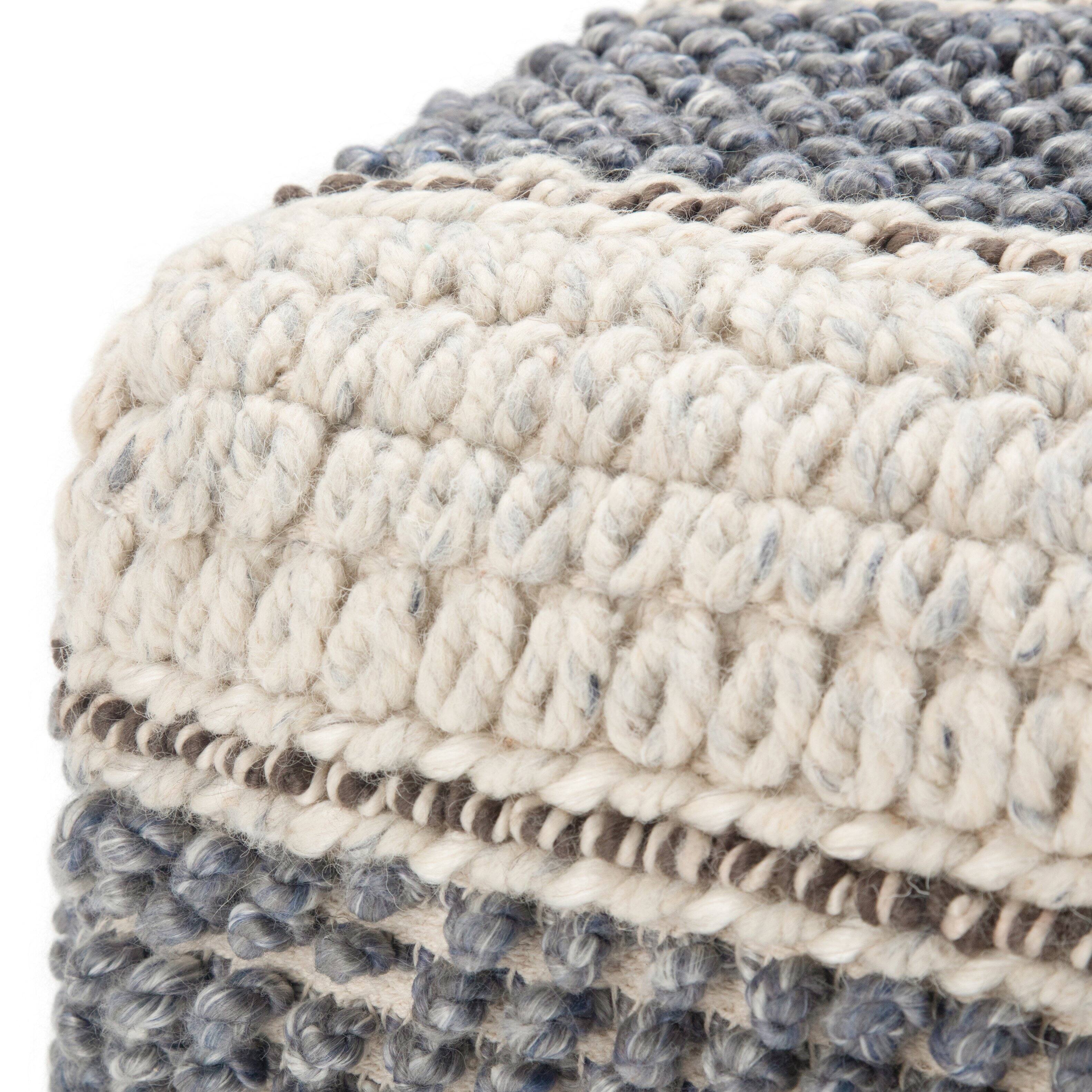 Left. Simpli Home - Grady Square Pouf - Blue, Natural.
