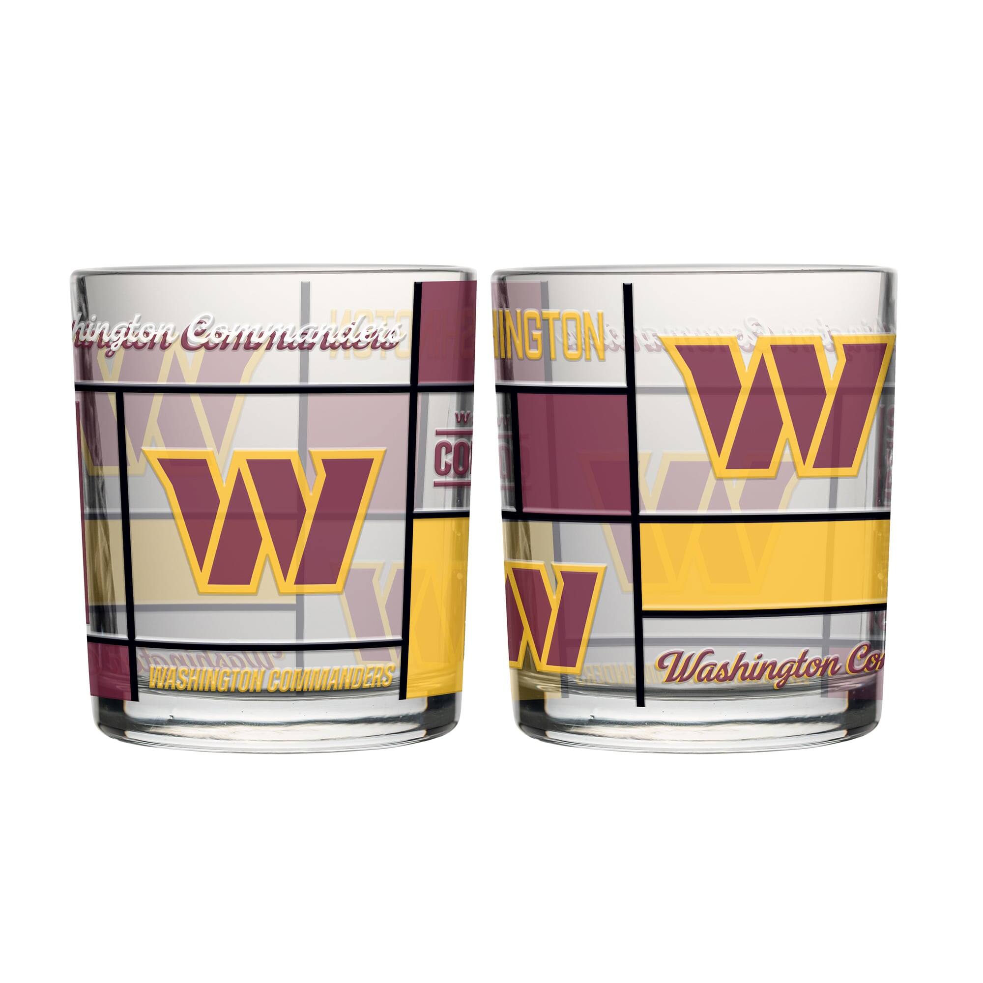 Logo Brands - Washington Commanders 12oz. Quilted Stained Two-Pack Rocks Glass Set - Multicolor