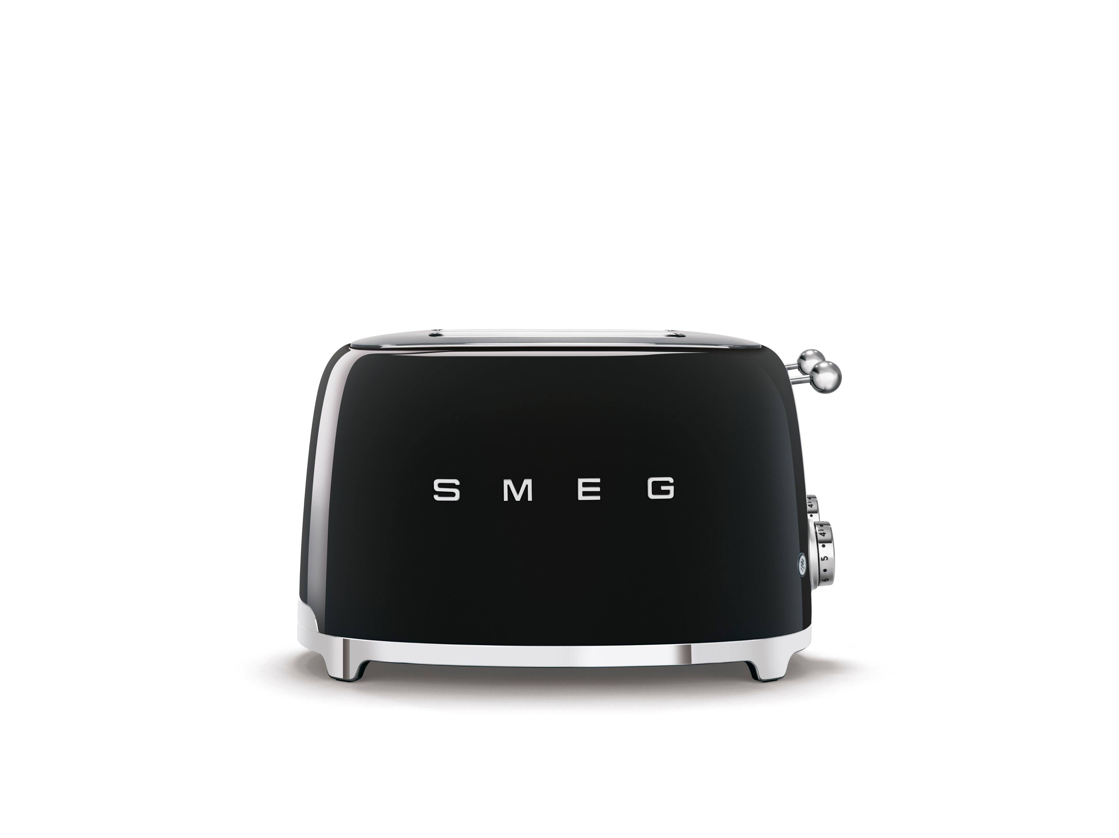 Left. SMEG - SMEG TSF03 4-Slice Wide-Slot Toaster - Black.