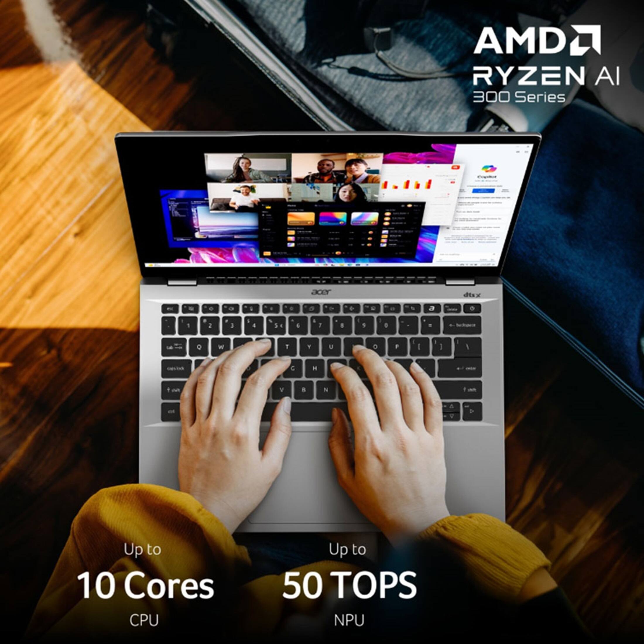 AMD RYZEN AI 300 Series SOC - Up to 10 Cores CPU Up to 50 TOPS NPU