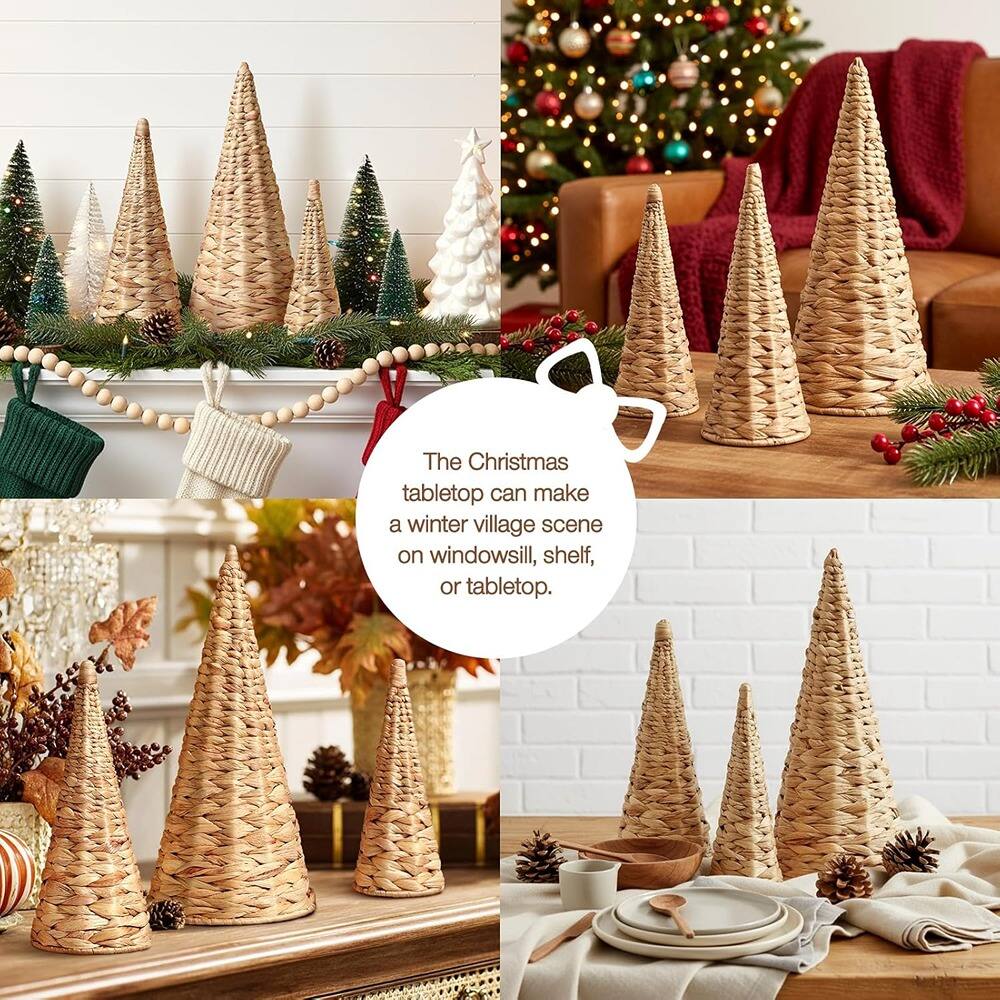 The Christmas tabletop can make a winter village scene on windowsill, shelf, or tabletop.
