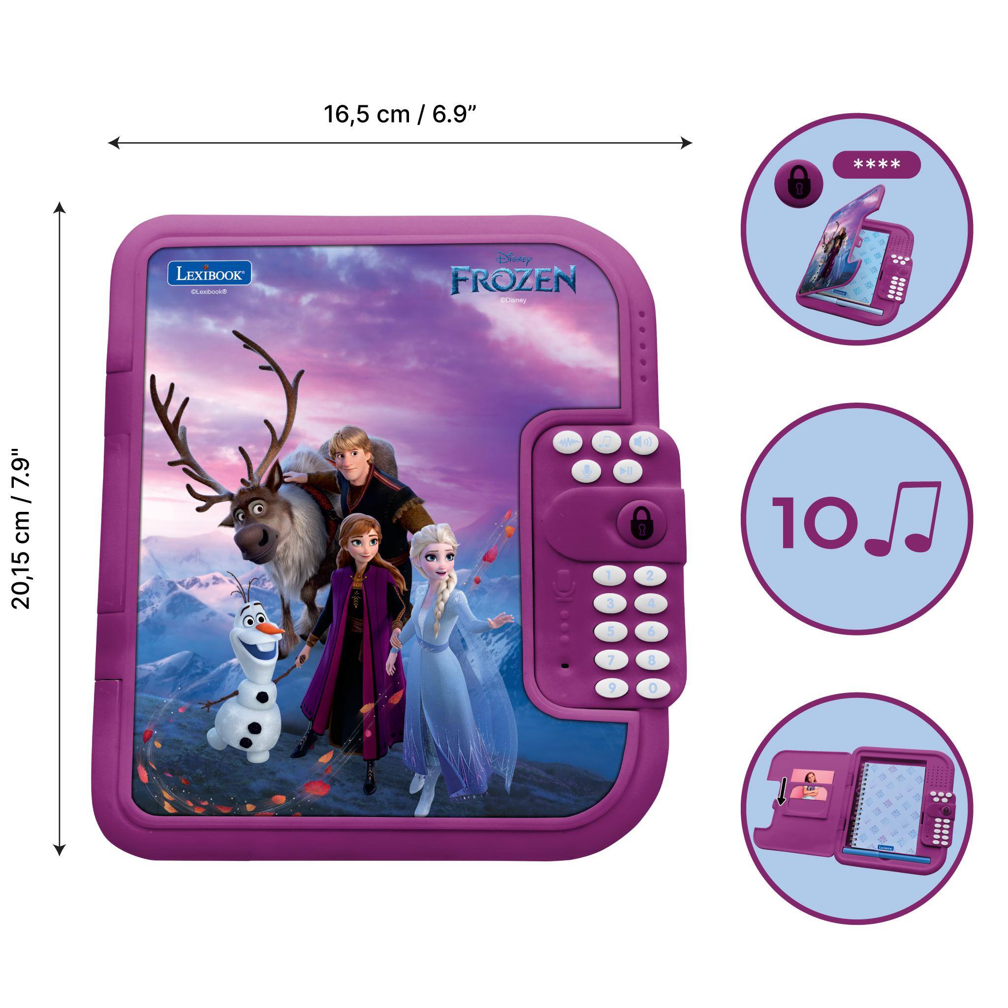 16,5 cm / 6.9"  
9 LEXIBOOK  
Disney FROZEN - 7.9" / 20,15 cm  
10 🎵