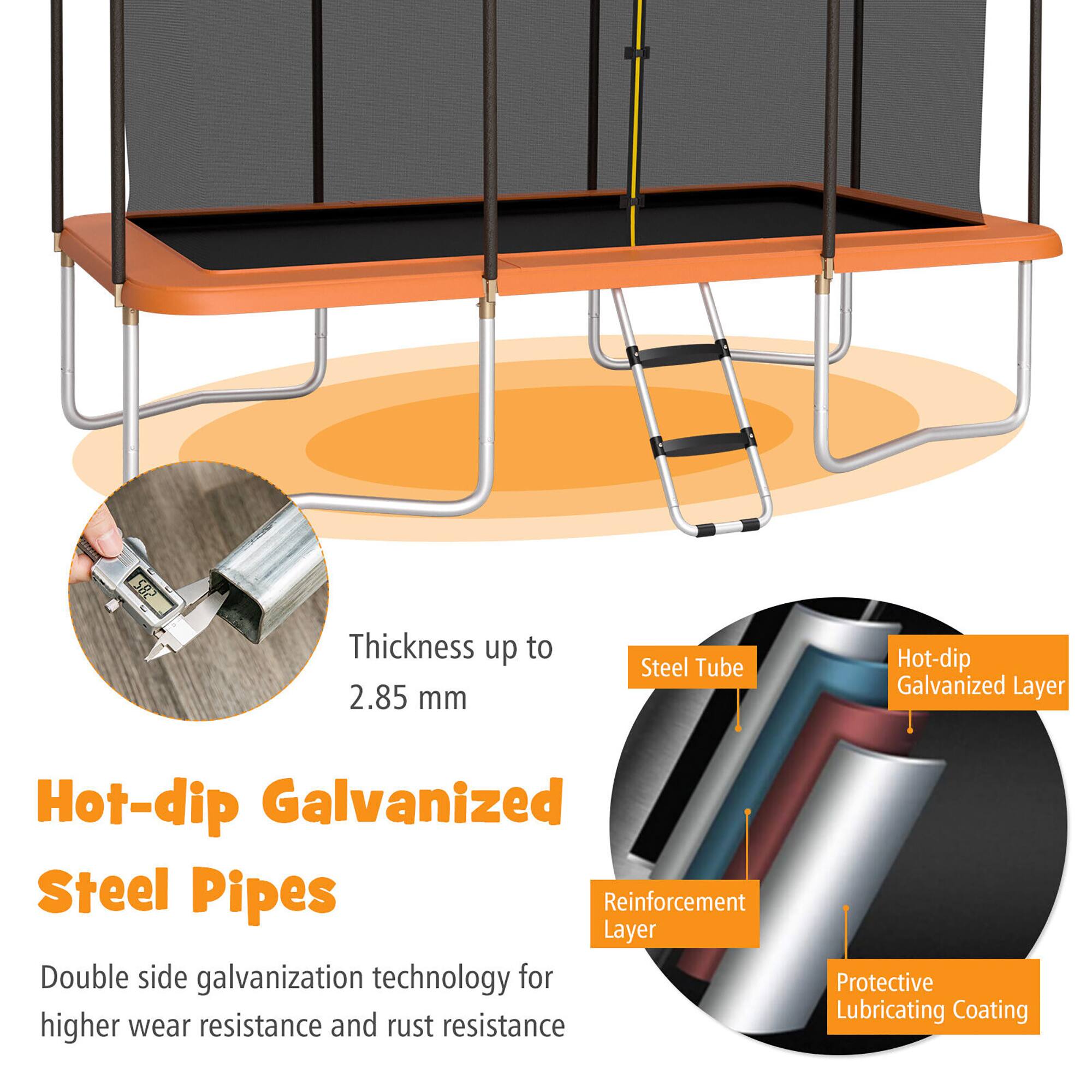 Thickness up to 2.85 mm

Hot-dip Galvanized Steel Pipes

Double side galvanization technology for higher wear resistance and rust resistance

Steel Tube
Hot-dip Galvanized Layer
Reinforcement Layer
Protective Lubricating Coating