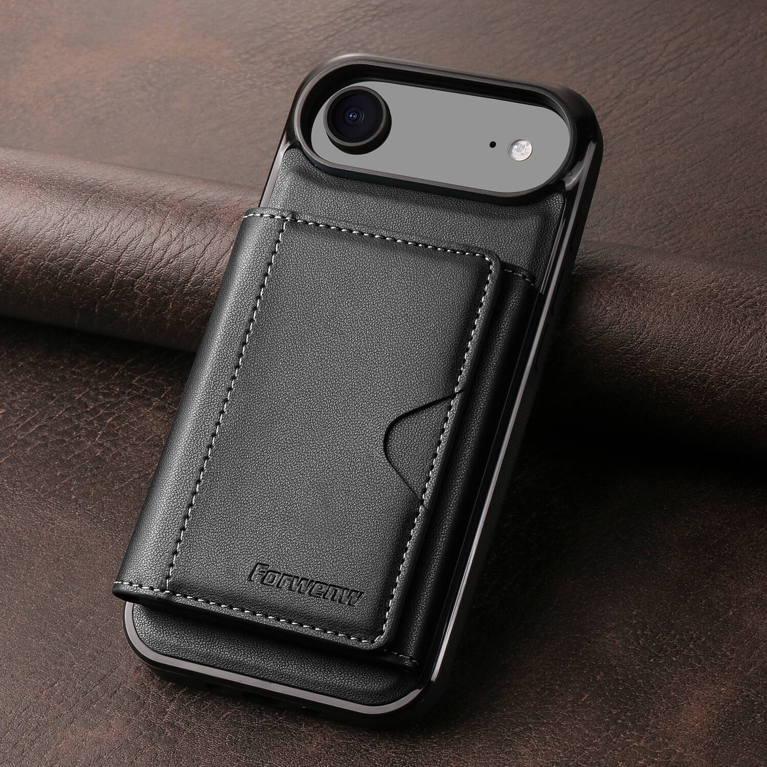 Alt View 5. Dteck - 2-in-1 Magnetic Detachable Wallet Case for Apple iPhone Air, PU Leather Shockproof Cover with Kickstand - Black.