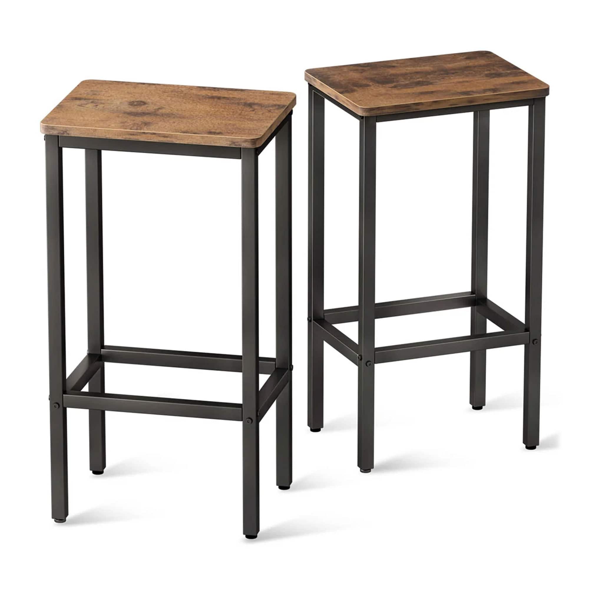 ODK - 25.6 Inch Height Wooden Counter Stool Seat Barstool, Rustic (2 Set) - Brown