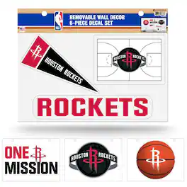 Rico Industries - Houston Rockets NBA Set of 6 Removable Wall Decal Stickers - Multi
