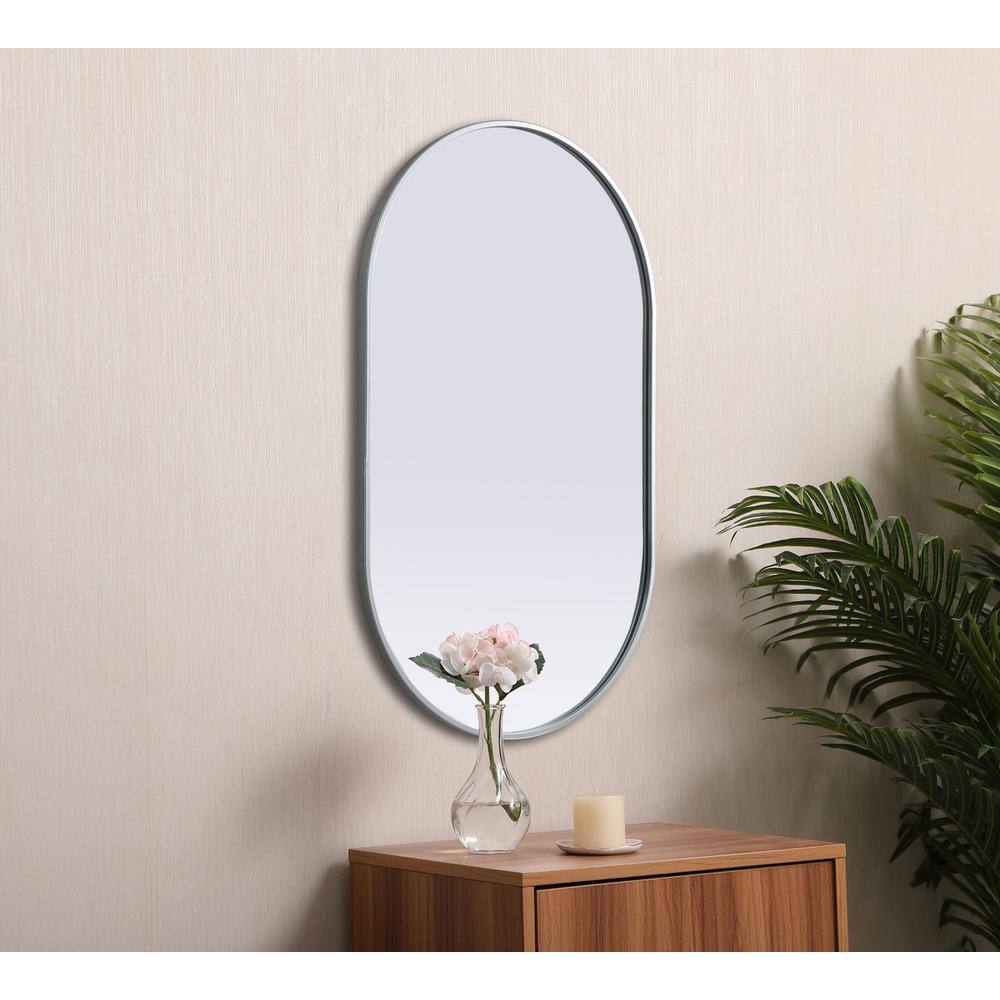 Alt View 4. Elegant Decor - Metal Frame Oval Mirror 24x40 Inch in Silver - Silver.