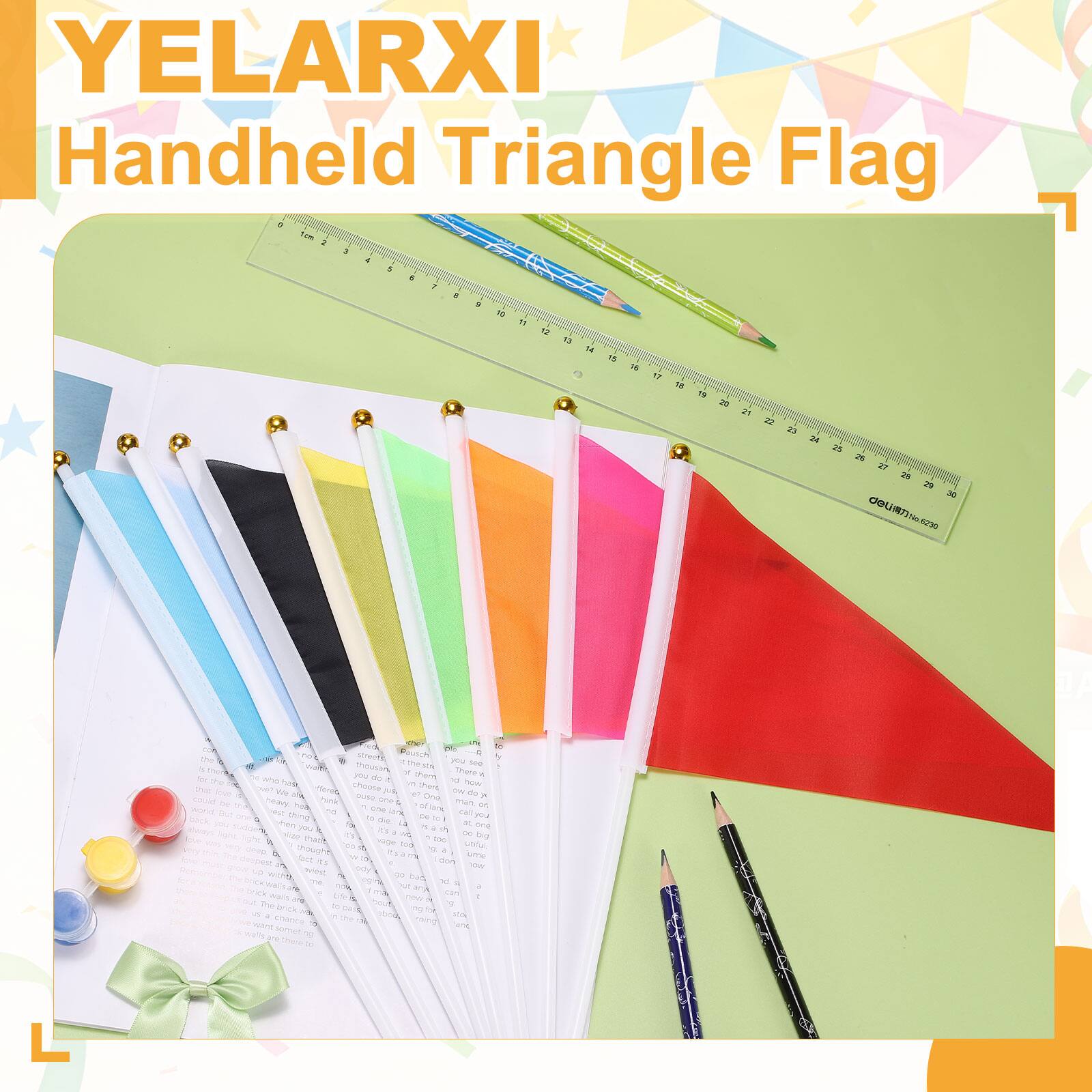YELARXI Handheld Triangle Flag

" M " 4 - TE 1P IN 1 2 21 a 2 ma 20  27  a  4230 CIUISN - N LA te -o na - 1 % the Yu - w 10% - - mumn mece Ama - o  chocoe - thae now - -  - 2  ure a Ona e nap - - mart ~ N - - - Lor thing - i a -  - y i .  ana  -. big - - -  A Ma + sare  wuma A -  1 Pa m m mart - -4 as anANze fand nan
