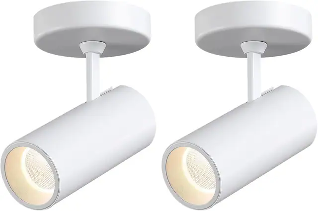 Front. FINEAK - 2-Pack White 12W Dimmable LED Ceiling Spotlight, Adjustable Anti-Glare.
