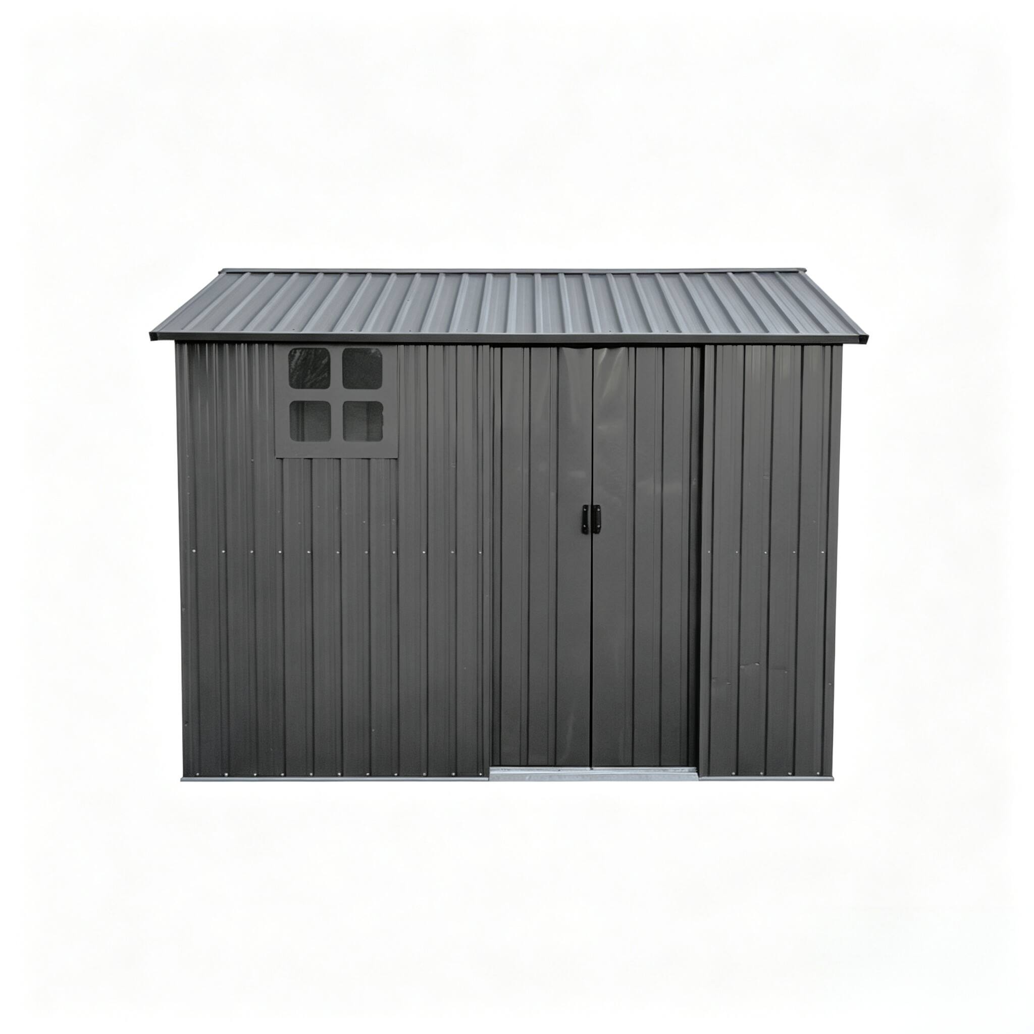 Alt View 10. Loheer - Loheer 8x6 Metal Shed Galvanized Steel Outdoor Storage Heavy Duty Tool Shed with Sliding Door Gray.