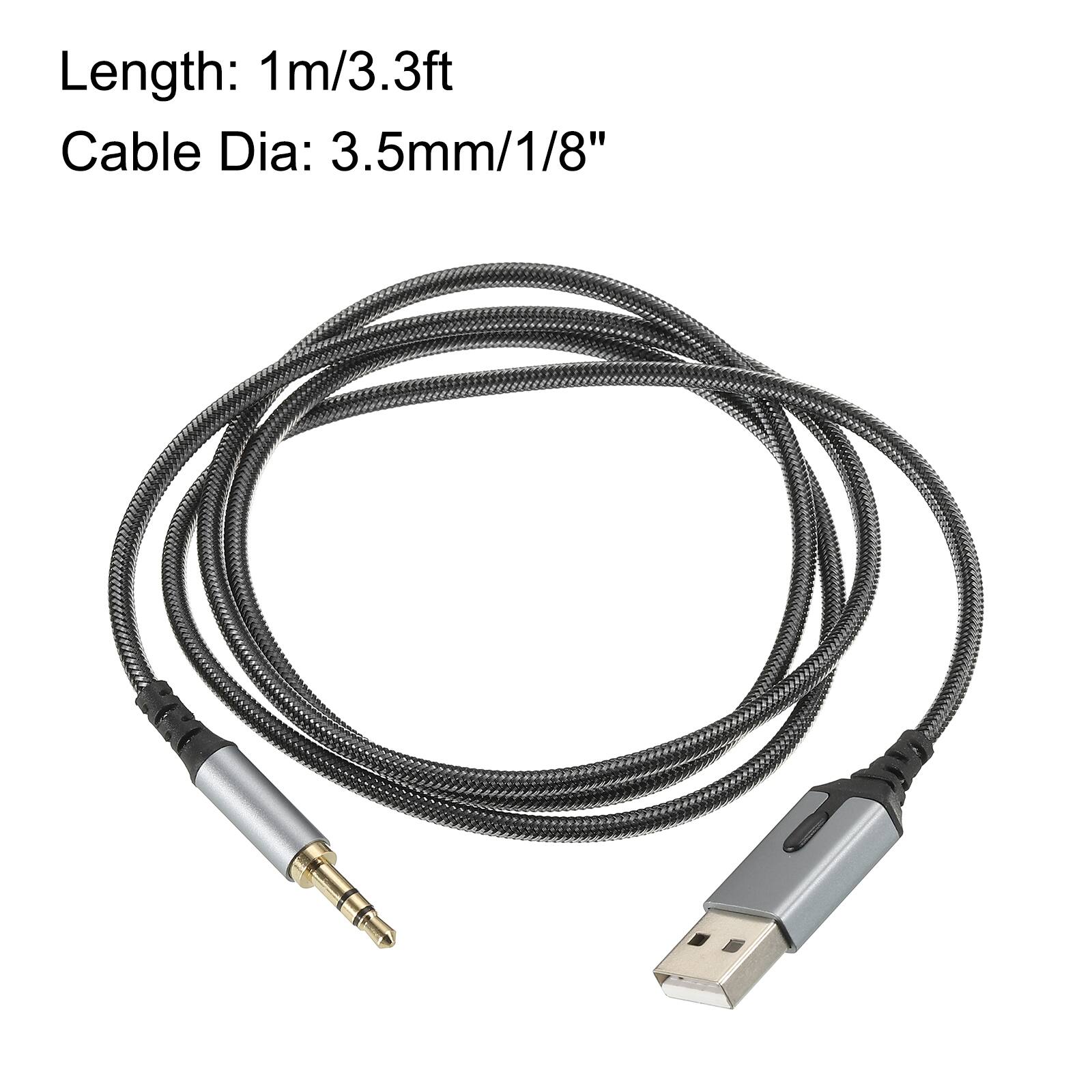 Length: 1m/3.3ft  
Cable Dia: 3.5mm/1/8"