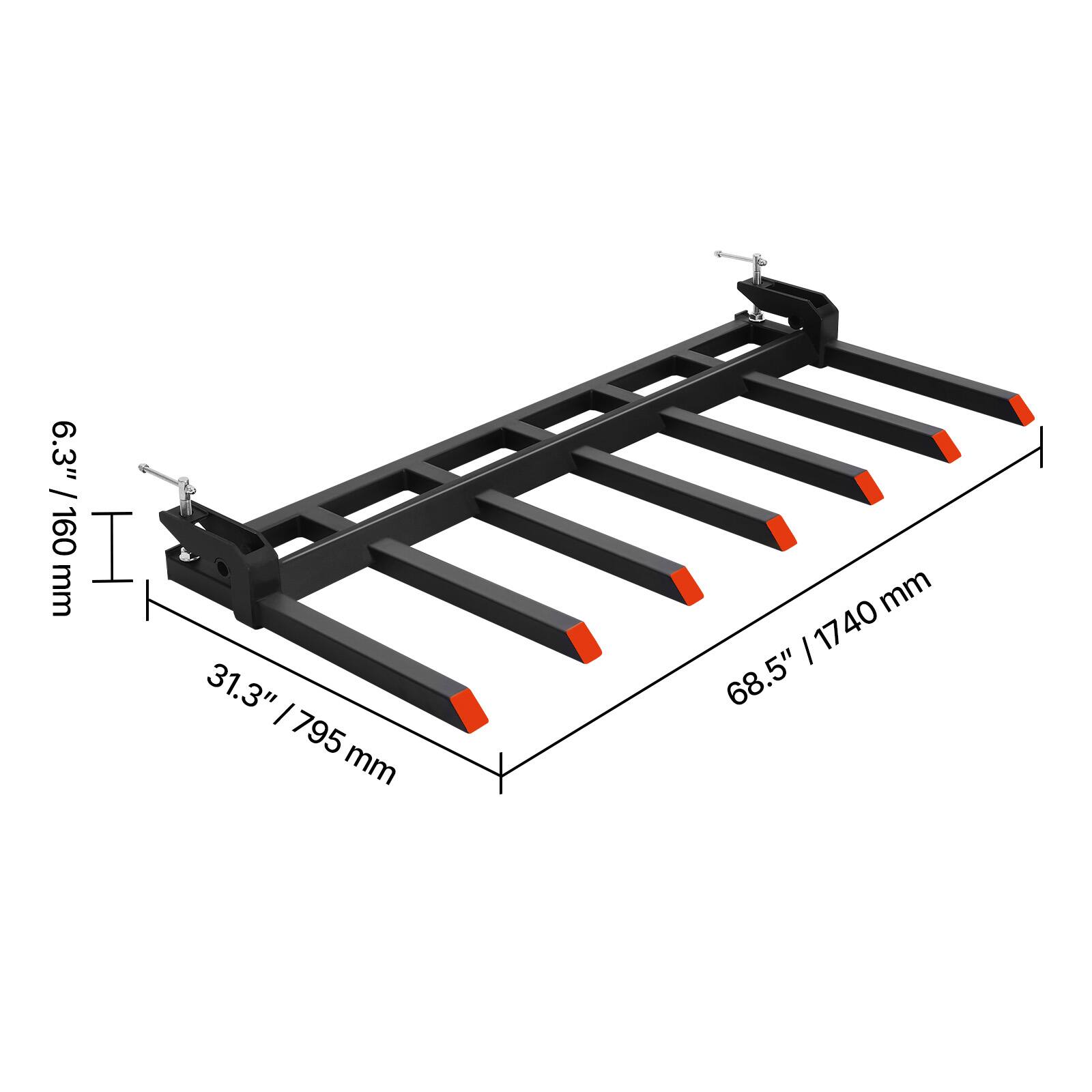 6.3" / 160 mm  
31.3" / 795 mm  
68.5" / 1740 mm